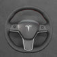 Griffowl Steering Wheel Cover for Tesla Model 3 Model Y 2017-2023. DIY kit includes hand-sewn wrap for luxury interior mods.
