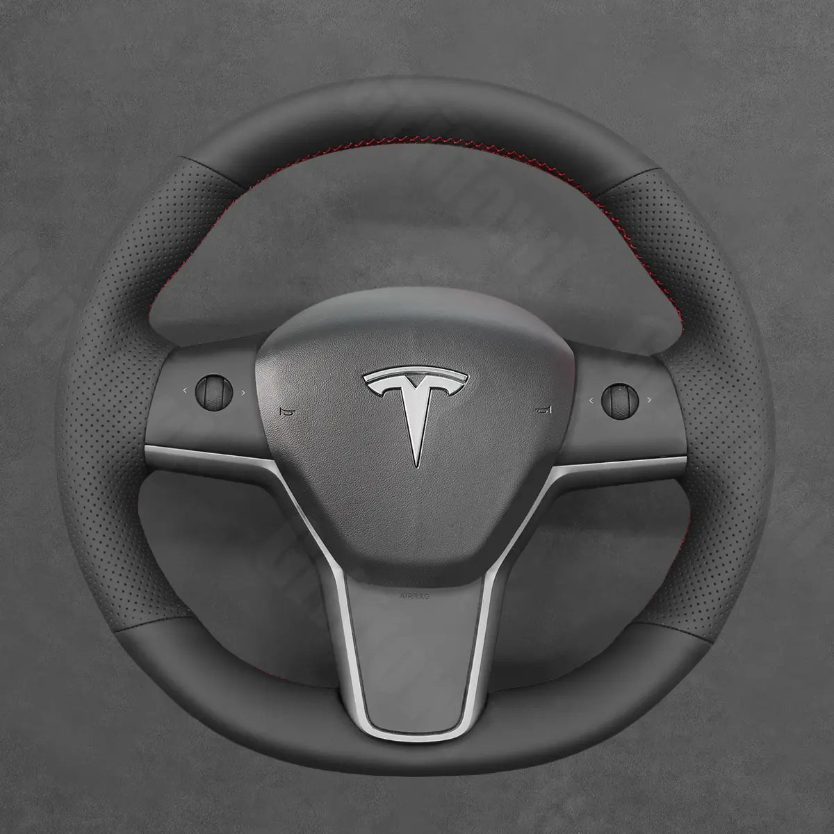 Griffowl Steering Wheel Cover for Tesla Model 3 Model Y 2017-2023. DIY kit includes hand-sewn wrap for luxury interior mods.
