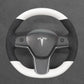 Griffowl Steering Wheel Cover for Tesla Model 3 Model Y 2017-2023. DIY kit includes hand-sewn wrap for luxury interior mods.