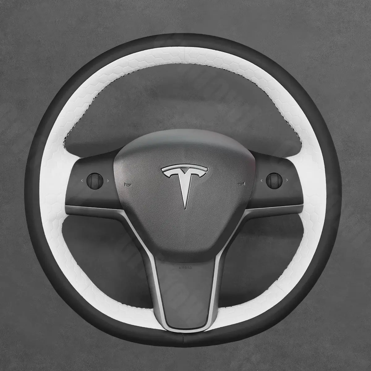 Griffowl Steering Wheel Cover for Tesla Model 3 Model Y 2017-2023. DIY kit includes hand-sewn wrap for luxury interior mods.