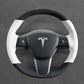 Griffowl Steering Wheel Cover for Tesla Model 3 Model Y 2017-2023. DIY kit includes hand-sewn wrap for luxury interior mods.