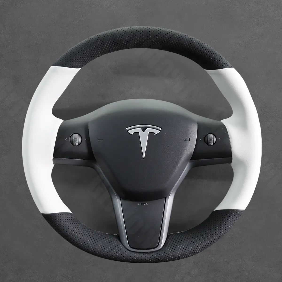 Griffowl Steering Wheel Cover for Tesla Model 3 Model Y 2017-2023. DIY kit includes hand-sewn wrap for luxury interior mods.