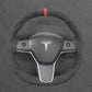 Griffowl Steering Wheel Cover for Tesla Model 3 Model Y 2017-2023. DIY kit includes hand-sewn wrap for luxury interior mods.