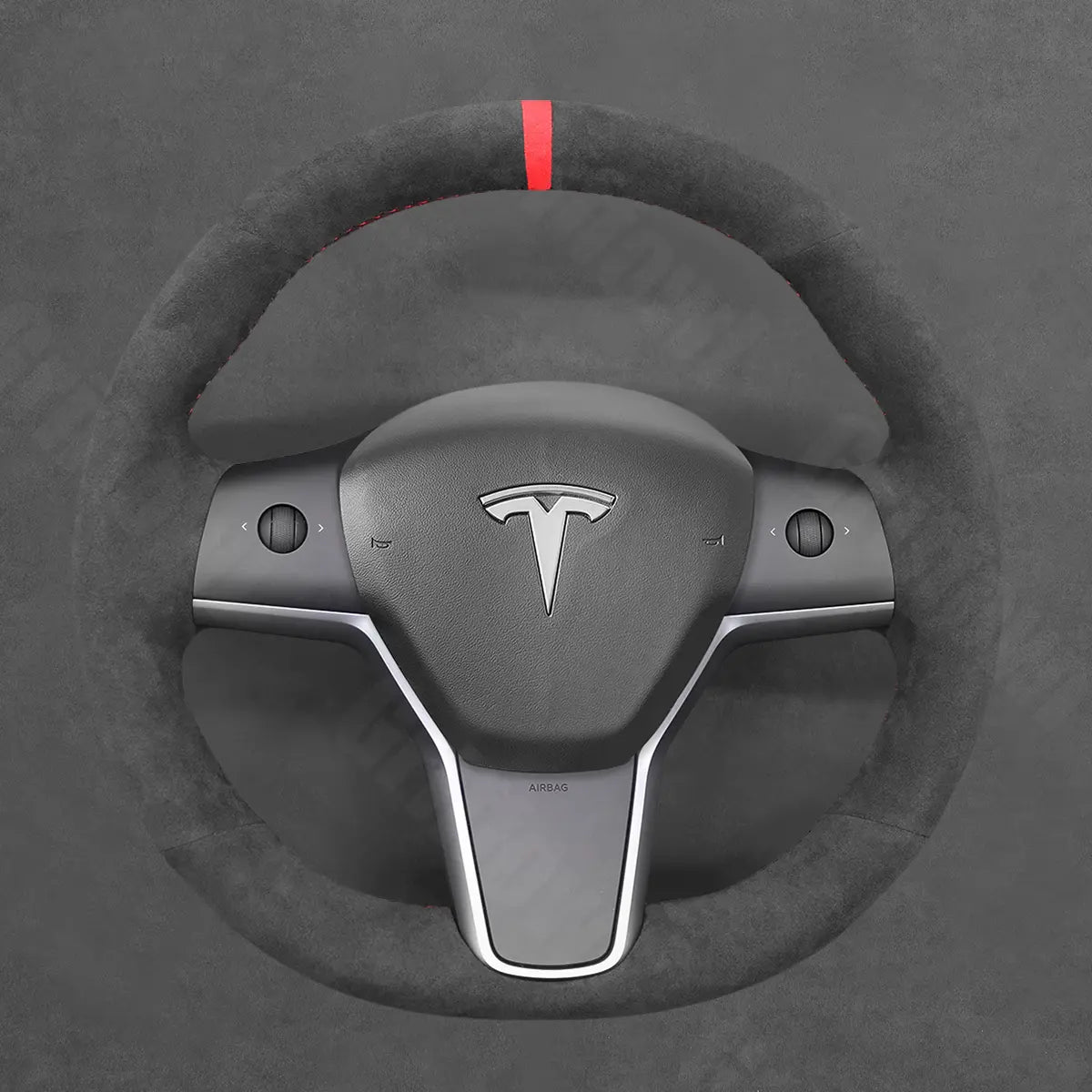 Griffowl Steering Wheel Cover for Tesla Model 3 Model Y 2017-2023. DIY kit includes hand-sewn wrap for luxury interior mods.