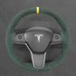 Griffowl Steering Wheel Cover for Tesla Model 3 Model Y 2017-2023. DIY kit includes hand-sewn wrap for luxury interior mods.