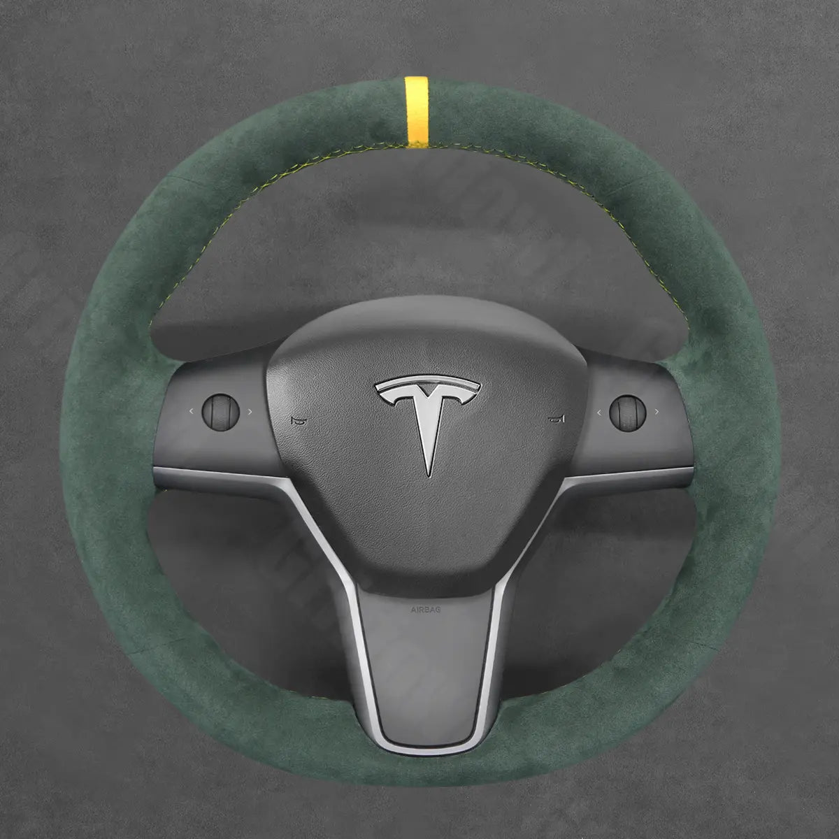 Griffowl Steering Wheel Cover for Tesla Model 3 Model Y 2017-2023. DIY kit includes hand-sewn wrap for luxury interior mods.