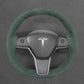 Griffowl Steering Wheel Cover for Tesla Model 3 Model Y 2017-2023. DIY kit includes hand-sewn wrap for luxury interior mods.
