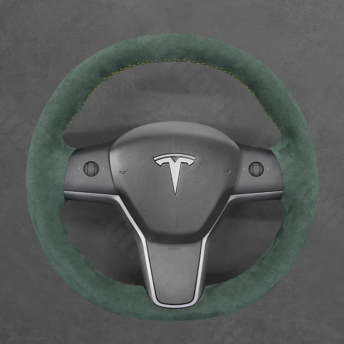 Griffowl Steering Wheel Cover for Tesla Model 3 Model Y 2017-2023. DIY kit includes hand-sewn wrap for luxury interior mods.
