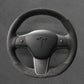 Griffowl Steering Wheel Cover for Tesla Model 3 Model Y 2017-2023. DIY kit includes hand-sewn wrap for luxury interior mods.