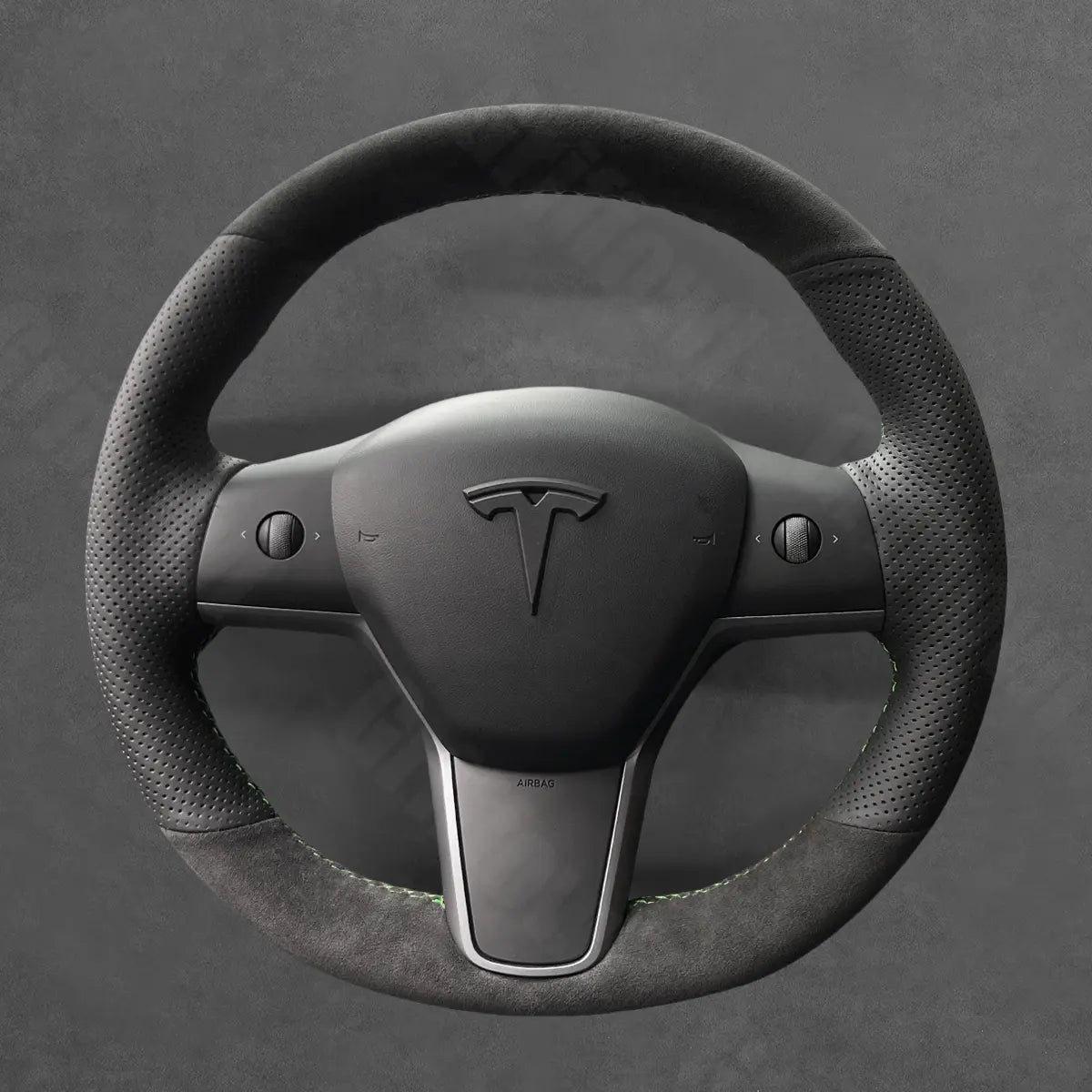 Griffowl Steering Wheel Cover for Tesla Model 3 Model Y 2017-2023. DIY kit includes hand-sewn wrap for luxury interior mods.