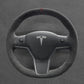 Griffowl Steering Wheel Cover for Tesla Model 3 Model Y 2017-2023. DIY kit includes hand-sewn wrap for luxury interior mods.