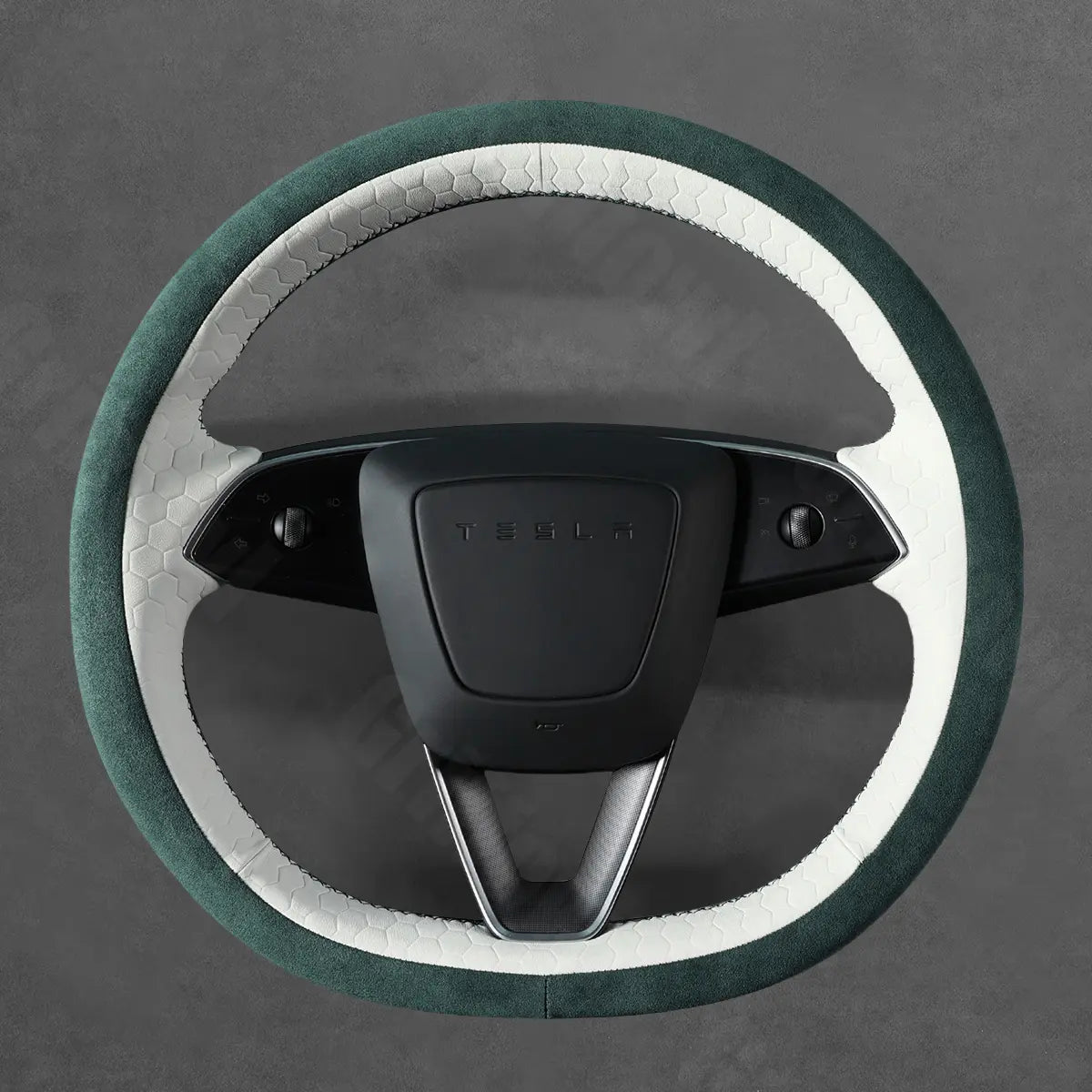 Griffowl Steering Wheel Cover for Tesla Model 3 Y 2023-2025. Griffowl's interior mod with hand-sewn DIY steering wheel kit.

