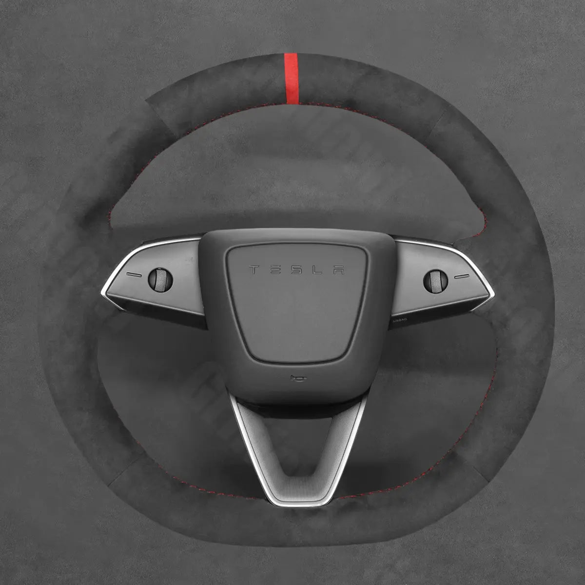 Griffowl Steering Wheel Cover for Tesla Model 3 Y 2023-2025. Griffowl's interior mod with hand-sewn DIY steering wheel kit.
