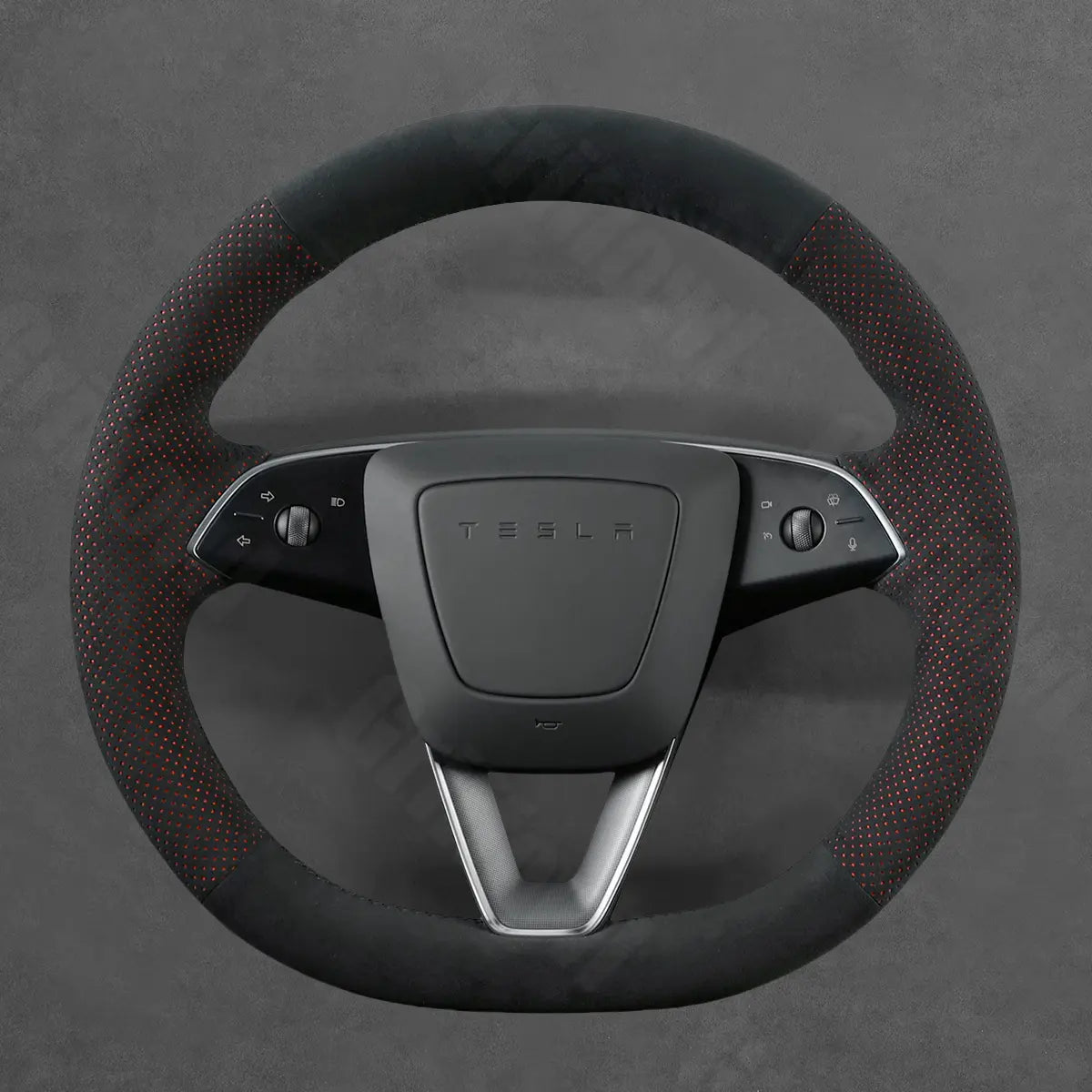 Griffowl Steering Wheel Cover for Tesla Model 3 Y 2023-2025. Griffowl's interior mod with hand-sewn DIY steering wheel kit.

