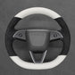 Griffowl Steering Wheel Cover for Tesla Model 3 Y 2023-2025. Griffowl's interior mod with hand-sewn DIY steering wheel kit.
