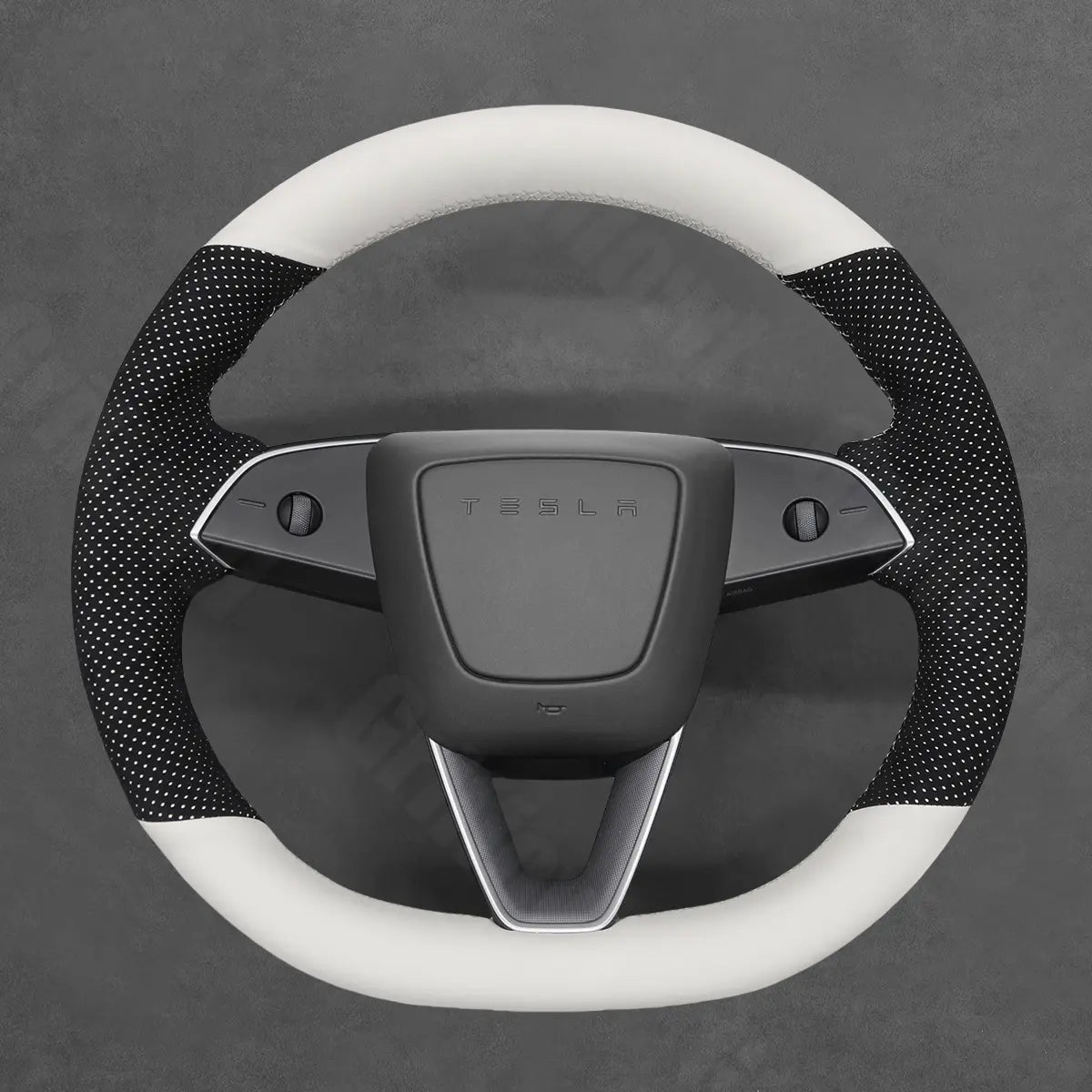 Griffowl Steering Wheel Cover for Tesla Model 3 Y 2023-2025. Griffowl's interior mod with hand-sewn DIY steering wheel kit.
