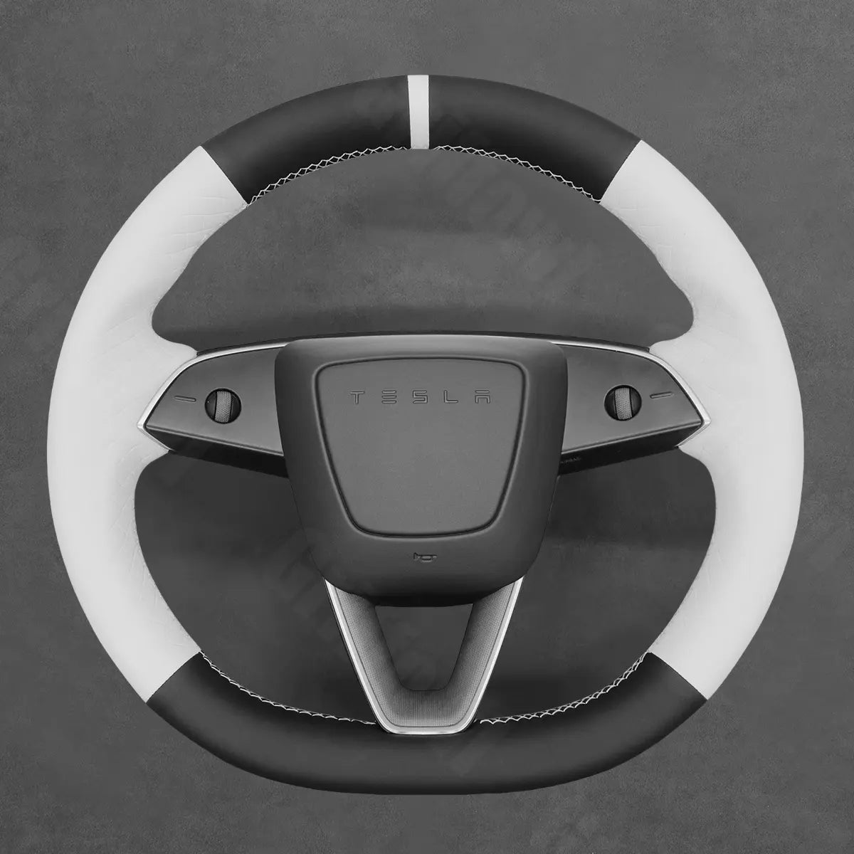 Griffowl Steering Wheel Cover for Tesla Model 3 Y 2023-2025. Griffowl's interior mod with hand-sewn DIY steering wheel kit.
