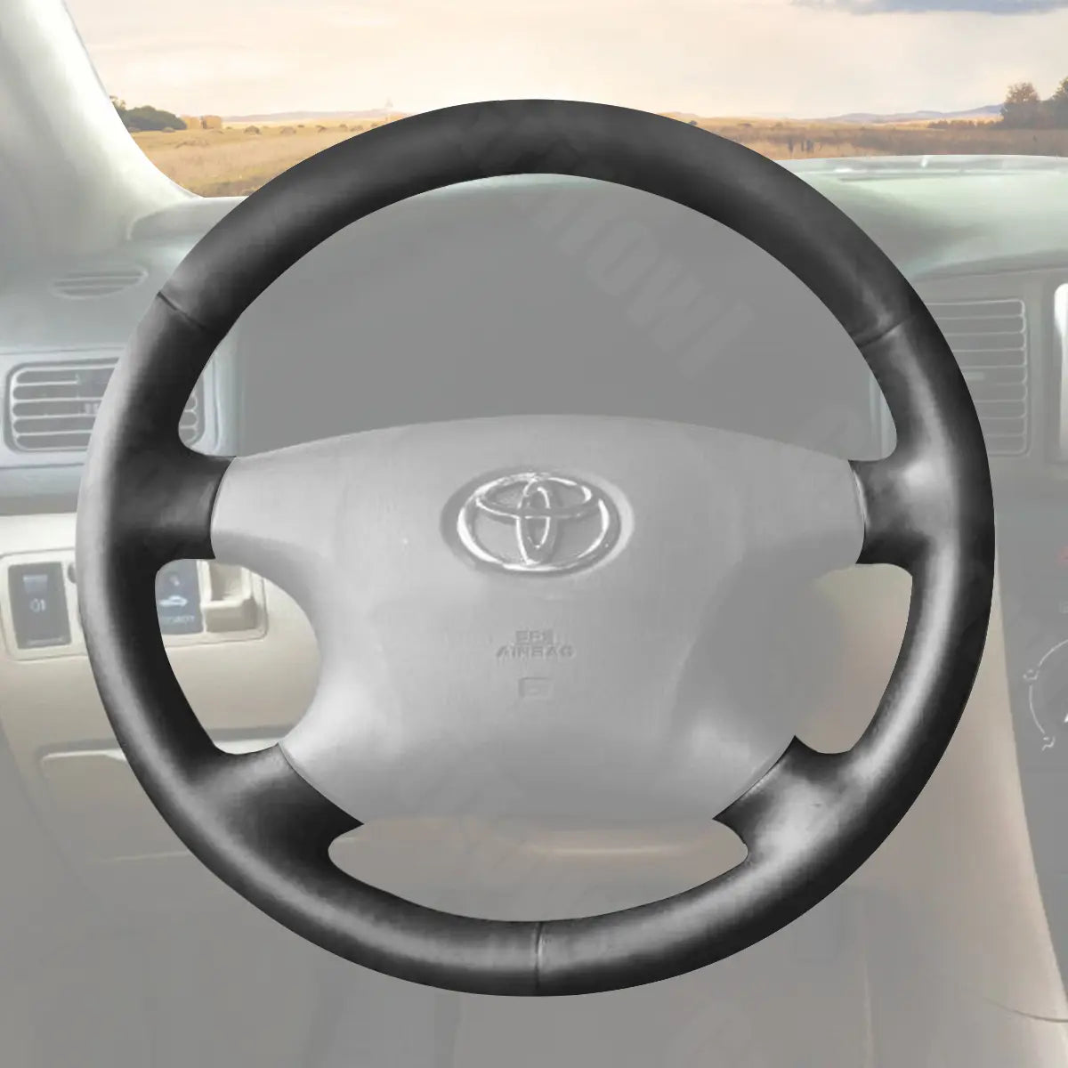 Griffowl Steering Wheel Cover for Tailored Coupe Toyota-Camry-Solara-Highlander-Kluger-Camry-Avalon-Hilux-2002-2003. Griffowl's interior mod with hand-sewn DIY steering wheel kit.