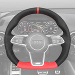 Griffowl Steering Wheel Cover for Tailored Coupe Audi R8 4S TT TTS RS FV 8S R8 e-tron 2014-2022. Hand-sewn DIY kit blends grip, function, and style inside.