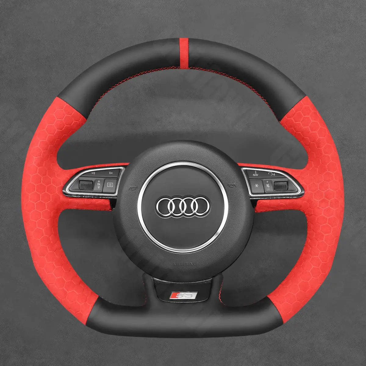 Griffowl Steering Wheel Cover for Tailored Coupe Audi RS6 RS7 S3 S4 S5 S6 S7 2013-2018. Elevate your interior with Griffowl's wrap and stitch kit.
