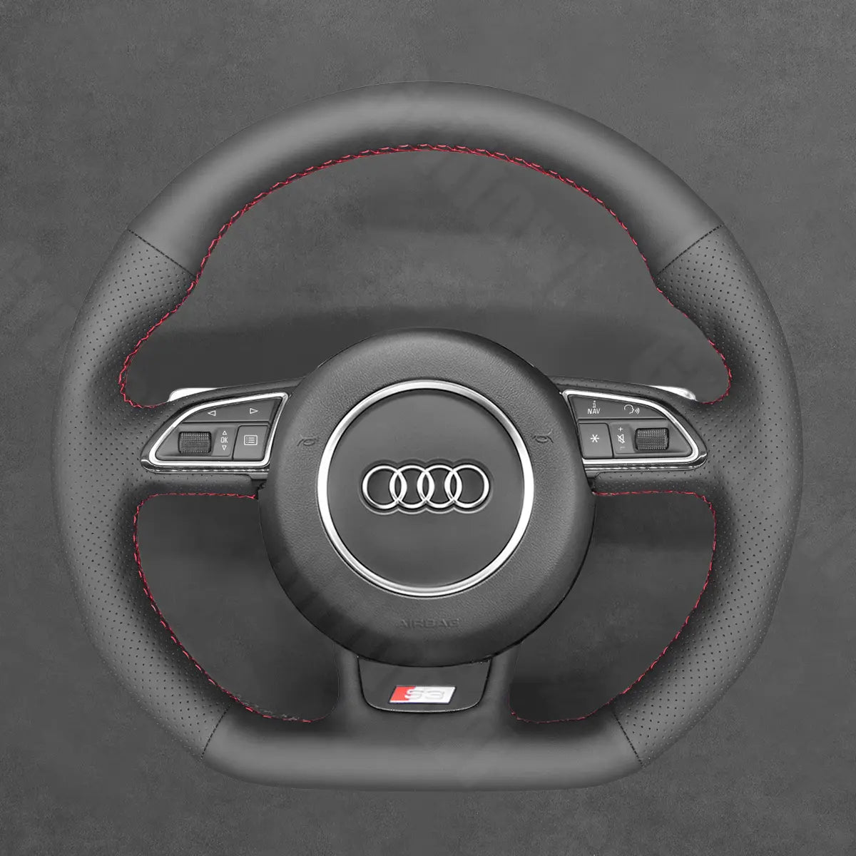 Griffowl Steering Wheel Cover for Tailored Coupe Audi RS6 RS7 S3 S4 S5 S6 S7 2013-2018. Elevate your interior with Griffowl's wrap and stitch kit.

