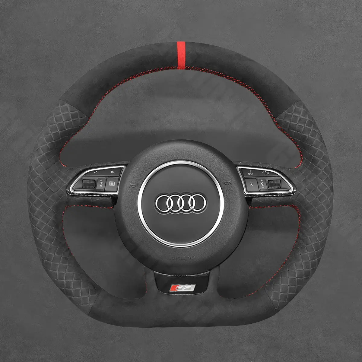 Griffowl Steering Wheel Cover for Tailored Coupe Audi RS6 RS7 S3 S4 S5 S6 S7 2013-2018. Elevate your interior with Griffowl's wrap and stitch kit.
