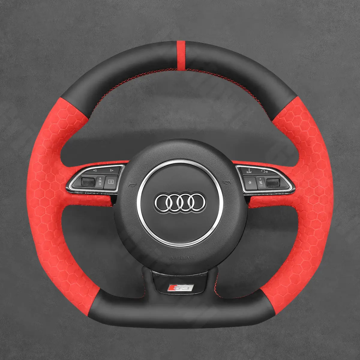 Griffowl Steering Wheel Cover for Tailored Coupe Audi RS6 RS7 S3 S4 S5 S6 S7 2013-2018. Elevate your interior with Griffowl's wrap and stitch kit.
