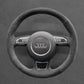 Griffowl Steering Wheel Cover for Tailored Coupe Audi RS7 S6 S7 S8 2013-2018. Griffowl's interior mod with hand-sewn DIY steering wheel kit.