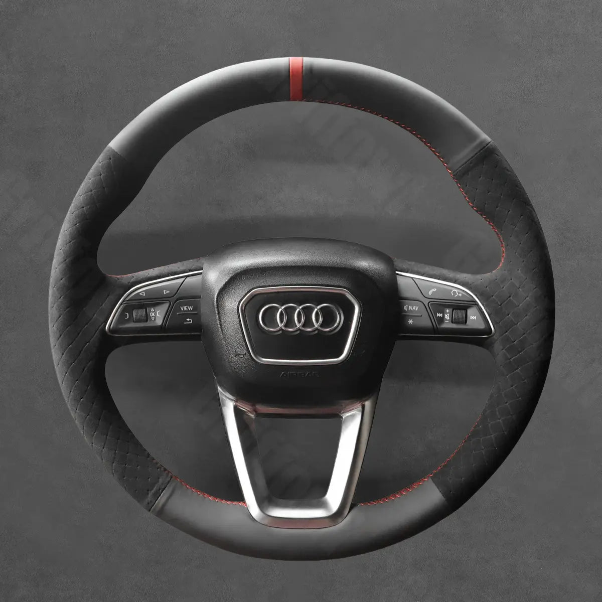 Griffowl Steering Wheel Cover for Tailored Coupe Audi S3 S4 S5 RS3 RS4 RS5 2017-2022. Hand-sewn kit for drivers seeking precision and comfort.