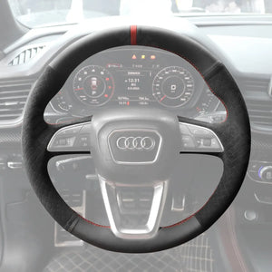 Griffowl Steering Wheel Cover for Tailored Coupe Audi S3 S4 S5 RS3 RS4 RS5 2017-2022. Hand-sewn kit for drivers seeking precision and comfort.