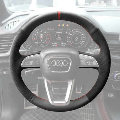 Griffowl Steering Wheel Cover for Tailored Coupe Audi S3 S4 S5 RS3 RS4 RS5 2017-2022. Hand-sewn kit for drivers seeking precision and comfort.
