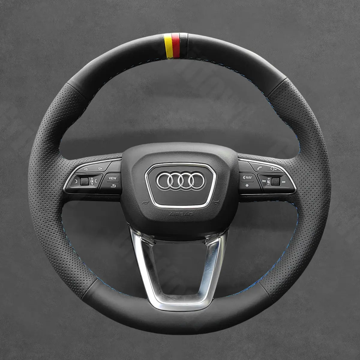 Griffowl Steering Wheel Cover for Tailored Coupe Audi S3 S4 S5 RS3 RS4 RS5 2017-2022. Hand-sewn kit for drivers seeking precision and comfort.
