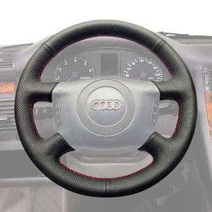 Griffowl Steering Wheel Cover for Tailored Coupe Audi S4 2004-2006. DIY kit includes hand-sewn wrap for luxury interior mods.
