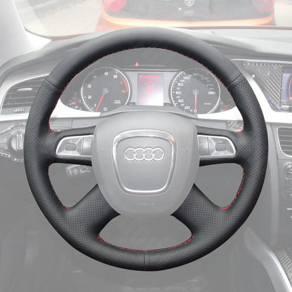 Griffowl Steering Wheel Cover for Tailored Coupe Audi S8 2008-2009. DIY kit includes hand-sewn wrap for luxury interior mods.