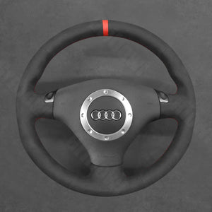Griffowl Steering Wheel Cover for Customized Sedan Audi A4 2002. Griffowl's interior mod with hand-sewn DIY steering wheel kit.
