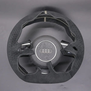 Griffowl Steering Wheel Cover for Tailored Coupe Audi TT RS Coupe Cabriolet R8 Coupe Cabriolet RS Sportback RS6 Saloon RS6 Avant 2008-2015. Compact, hand-sewn DIY wrap for quick interior mods and grip upgrade.
