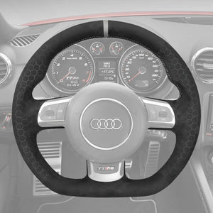 Griffowl Steering Wheel Cover for Tailored Coupe Audi TT RS Coupe Cabriolet R8 Coupe Cabriolet RS Sportback RS6 Saloon RS6 Avant 2008-2015. Compact, hand-sewn DIY wrap for quick interior mods and grip upgrade.