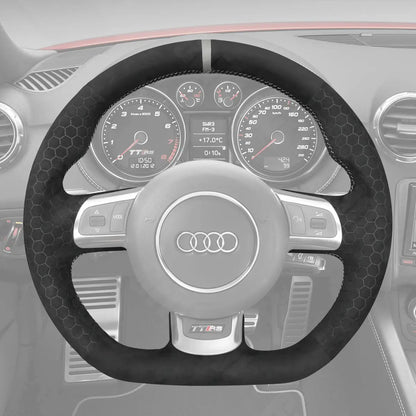 Griffowl Steering Wheel Cover for Tailored Coupe Audi TT RS Coupe Cabriolet R8 Coupe Cabriolet RS Sportback RS6 Saloon RS6 Avant 2008-2015. Compact, hand-sewn DIY wrap for quick interior mods and grip upgrade.