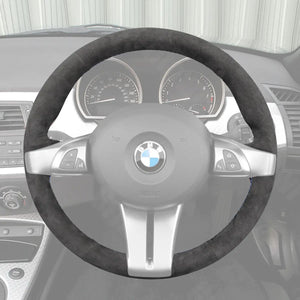 Griffowl Steering Wheel Cover for Tailored Coupe BMW Z4 E85 2003-2008. Compact, hand-sewn DIY wrap for quick interior mods and grip upgrade.