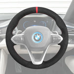 Griffowl Steering Wheel Cover for Tailored Coupe BMW i8 2014-2020. DIY kit includes hand-sewn wrap for luxury interior mods.