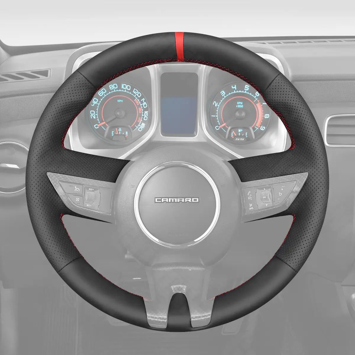 Griffowl Steering Wheel Cover for Tailored Coupe Chevrolet Chevy Camaro 2010-2011. For refined interior upgrades using our wrap and stitch kit.

