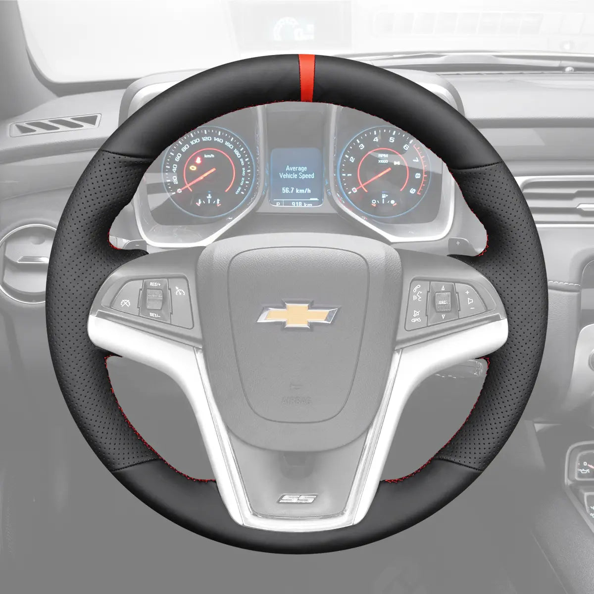 Griffowl Steering Wheel Cover for Tailored Coupe Chevrolet Chevy Camaro 2012-2015. For refined interior upgrades using our wrap and stitch kit.
