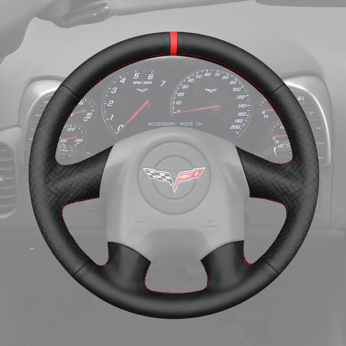 Griffowl Steering Wheel Cover for Tailored Coupe Chevrolet Chevy Corvette C6 2005-2006. Elevate your interior with Griffowl's wrap and stitch kit.
