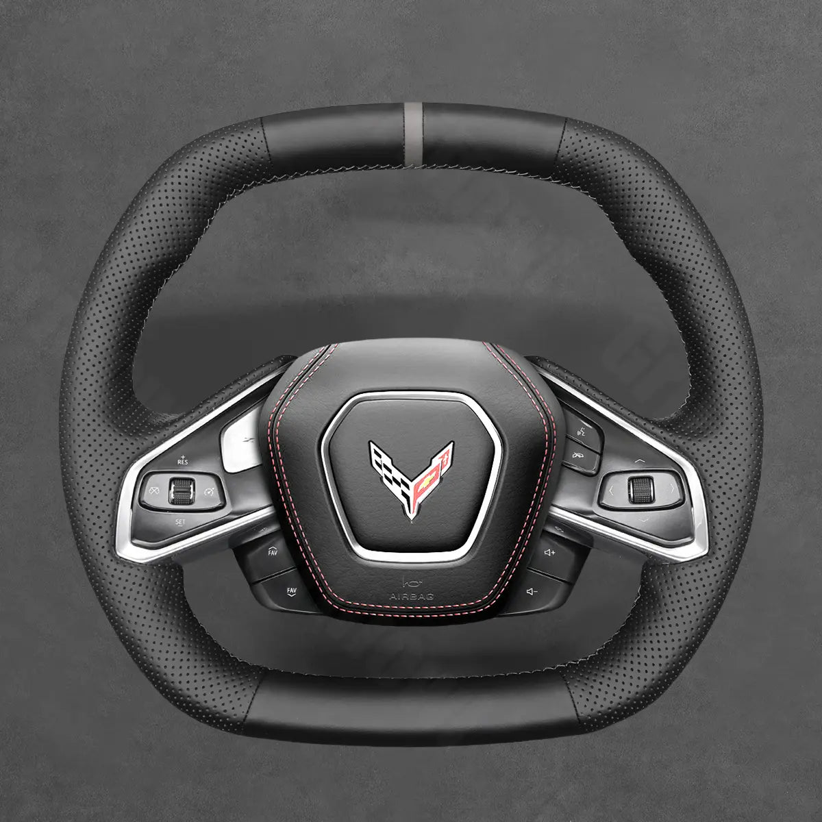 Griffowl Steering Wheel Cover for Tailored Coupe Chevrolet Chevy Corvette C8 2020-2025. Elevate your interior with Griffowl's wrap and stitch kit.
