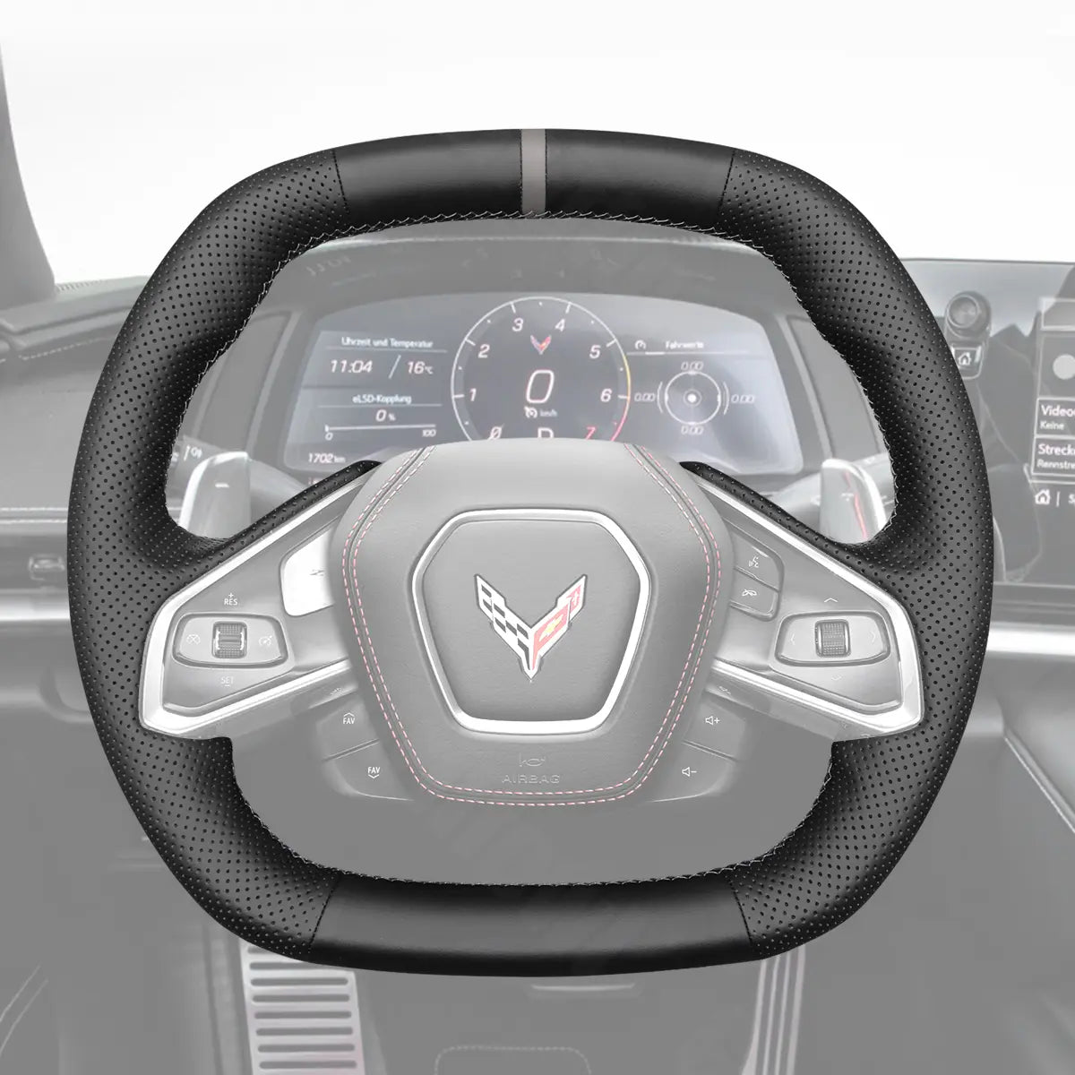 Griffowl Steering Wheel Cover for Tailored Coupe Chevrolet Chevy Corvette C8 2020-2025. Elevate your interior with Griffowl's wrap and stitch kit.
