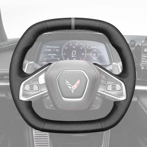 Griffowl Steering Wheel Cover for Tailored Coupe Chevrolet Chevy Corvette C8 2020-2025. Elevate your interior with Griffowl's wrap and stitch kit.
