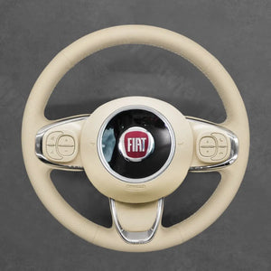 Griffowl Steering Wheel Cover for Tailored Coupe Fiat 500C 2016-2021. DIY kit includes hand-sewn wrap for luxury interior mods.
