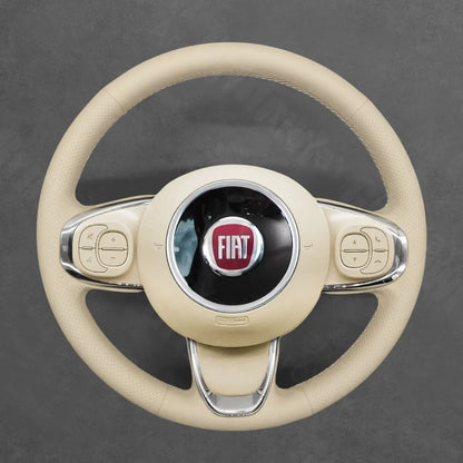 Griffowl Steering Wheel Cover for Tailored Coupe Fiat 500C 2016-2021. DIY kit includes hand-sewn wrap for luxury interior mods.