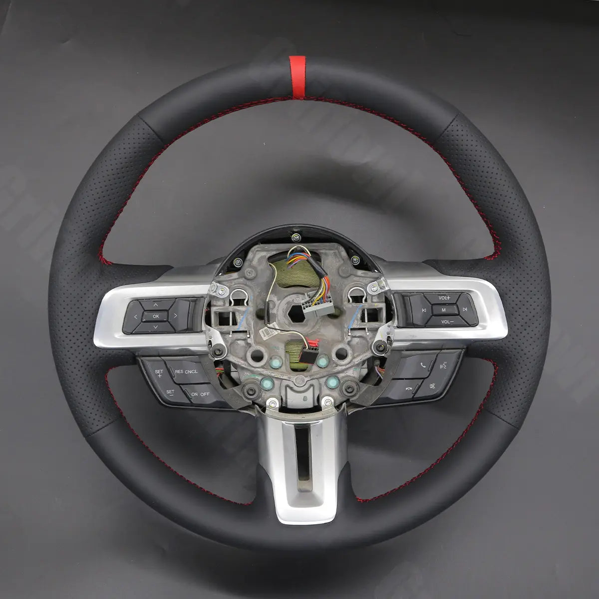 Griffowl Steering Wheel Cover for Tailored Coupe Ford Mustang 2015-2023. Perfect grip with our steering wheel wrap and custom interior touch.
