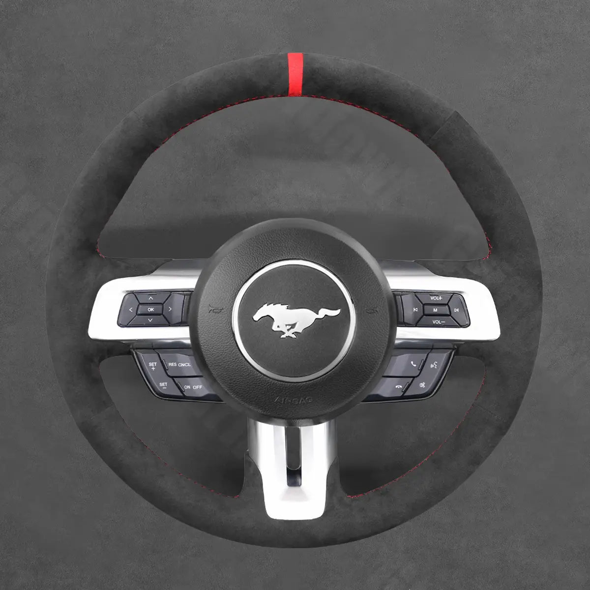 Griffowl Steering Wheel Cover for Tailored Coupe Ford Mustang 2015-2023. Perfect grip with our steering wheel wrap and custom interior touch.